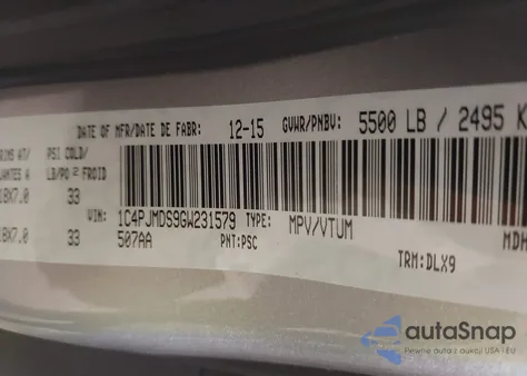 2016 Jeep Cherokee Limited z USA, uszkodzony, nr VIN 1C4PJMDS9GW231579